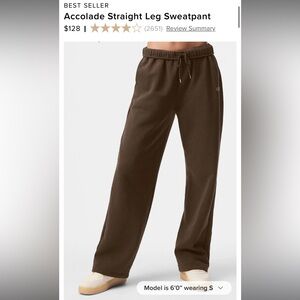 Alo Accolade Straight Leg Sweatpants in Espresso